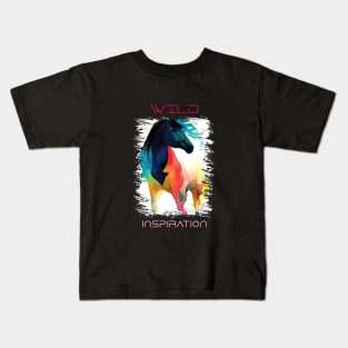 Horse Wild Nature Animal Colors Art Painting Kids T-Shirt